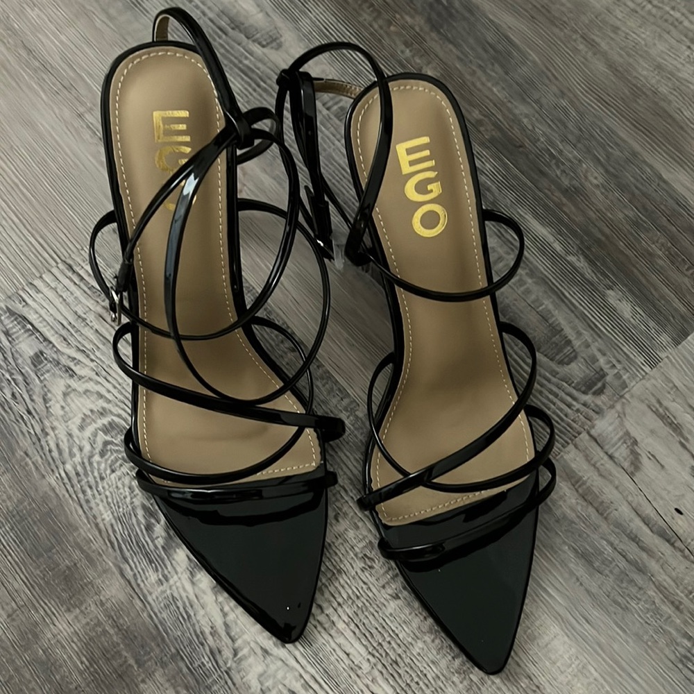 Ego official black strappy heels